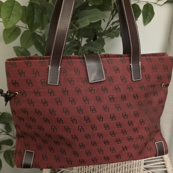 Dooney & Bourke Handbags - Dooney & Bourke Burgundy Tote with Brown Accents